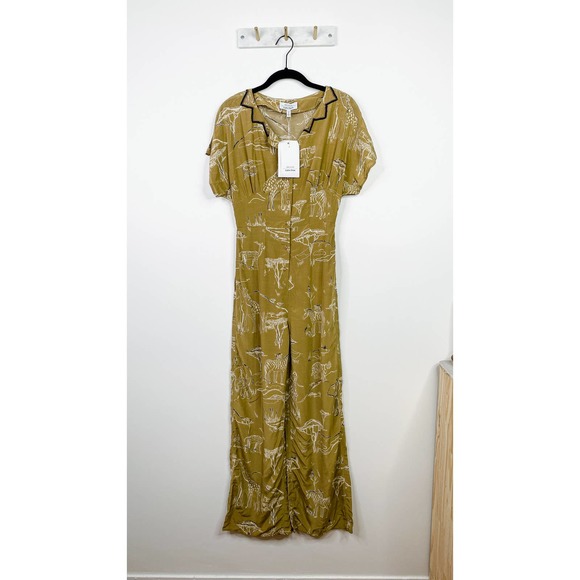 & OTHER STORIES safari print tan white jumpsuit size 0 - Picture 2 of 8